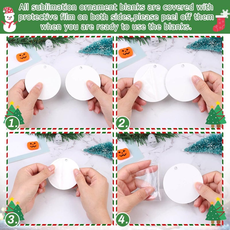 Billbotk 3" Sublimation Ornament Blanks, 30 Pieces Round Blank Sublimation Ornaments for Christmas Tree Décor, DIY Handmade Crafts(3 inches) - Image 5